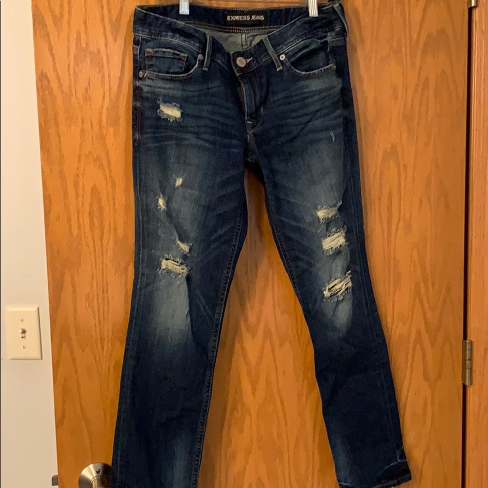 Express bootcut destroyed jeans